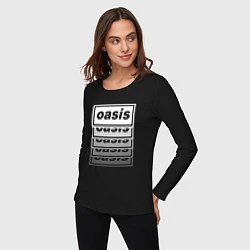 Лонгслив хлопковый женский Растворяющийся логотип OASIS, цвет: черный — фото 2