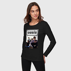 Лонгслив хлопковый женский Рок-группа OASIS, цвет: черный — фото 2