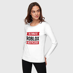 Лонгслив хлопковый женский Roblox: таблички Ultimate и Best Player, цвет: белый — фото 2