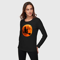 Лонгслив хлопковый женский Halloween Cat, цвет: черный — фото 2