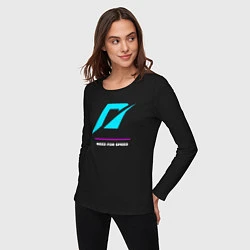 Лонгслив хлопковый женский Символ Need for Speed в неоновых цветах, цвет: черный — фото 2