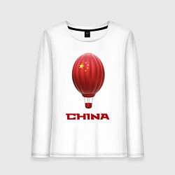 Лонгслив хлопковый женский 3d aerostat China, цвет: белый