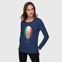 Лонгслив хлопковый женский 3d aerostat Italy flag, цвет: тёмно-синий — фото 2