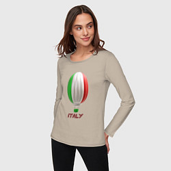 Лонгслив хлопковый женский 3d aerostat Italy flag, цвет: миндальный — фото 2