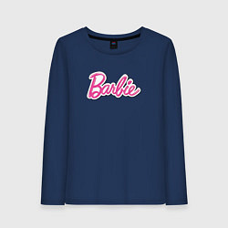 Лонгслив хлопковый женский Barbie logo, цвет: тёмно-синий