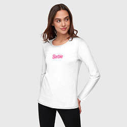 Лонгслив хлопковый женский Barbie mini logo, цвет: белый — фото 2