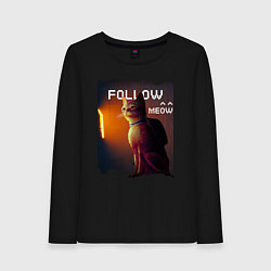 Лонгслив хлопковый женский STRAY FOLLOW MEOW, цвет: черный