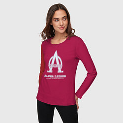 Лонгслив хлопковый женский Альфа легион винтаж лого, цвет: маджента — фото 2