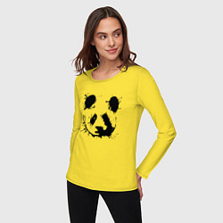 Лонгслив хлопковый женский Прикольный панда - клякса, цвет: желтый — фото 2