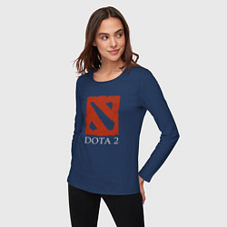 Лонгслив хлопковый женский Логотип игры Дота 2, цвет: тёмно-синий — фото 2