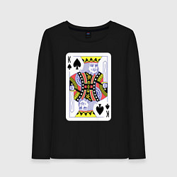 Лонгслив хлопковый женский Игральная карта - Король, цвет: черный