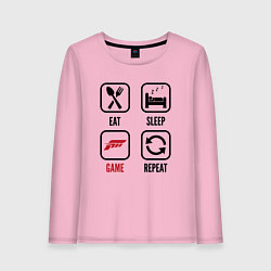 Лонгслив хлопковый женский Eat - sleep - Forza Horizon - repeat, цвет: светло-розовый