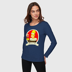 Лонгслив хлопковый женский To beer or not to beer?, цвет: тёмно-синий — фото 2