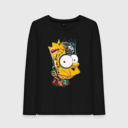 Лонгслив хлопковый женский Cyber-Bart - Simpsons family, цвет: черный