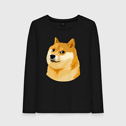 Лонгслив хлопковый женский Пёс Доге, цвет: черный