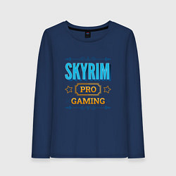 Лонгслив хлопковый женский Игра Skyrim pro gaming, цвет: тёмно-синий