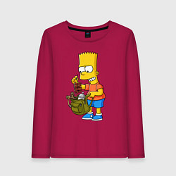 Женский лонгслив Барт Симпсон разбирает свой рюкзак