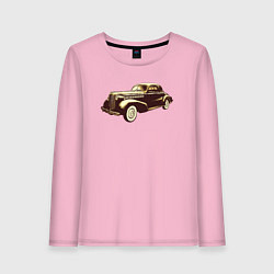 Лонгслив хлопковый женский Рисунок ретро-автомобиля, цвет: светло-розовый