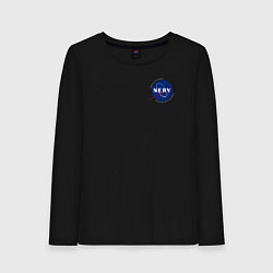Лонгслив хлопковый женский NASA NERV Evangelion - little logo, цвет: черный
