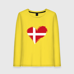 Лонгслив хлопковый женский Сердце - Дания, цвет: желтый