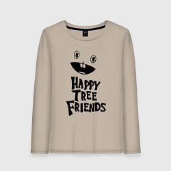 Лонгслив хлопковый женский Happy Three Friends - LOGO, цвет: миндальный