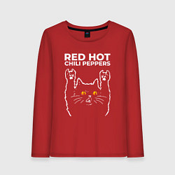 Лонгслив хлопковый женский Red Hot Chili Peppers rock cat, цвет: красный