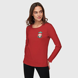 Лонгслив хлопковый женский Ливерпуль Логотип, цвет: красный — фото 2