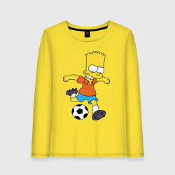 Женский лонгслив Барт Симпсон бьёт по футбольному мячу