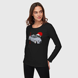 Лонгслив хлопковый женский Mazda MX-5 ND Miata ND Front View JDM Retro, цвет: черный — фото 2