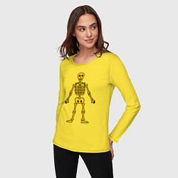 Лонгслив хлопковый женский Жёлтый скелетик, цвет: желтый — фото 2
