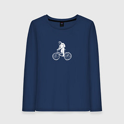 Лонгслив хлопковый женский По космосу на велосипеде, цвет: тёмно-синий