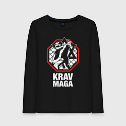 Лонгслив хлопковый женский Krav-maga octagon - ring, цвет: черный