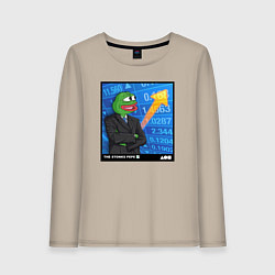 Лонгслив хлопковый женский Pepe Stonks, цвет: миндальный