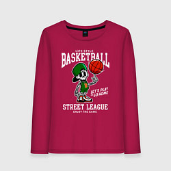 Лонгслив хлопковый женский Баскетбол уличная лига, цвет: маджента