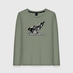 Лонгслив хлопковый женский Хонда логотип, цвет: авокадо