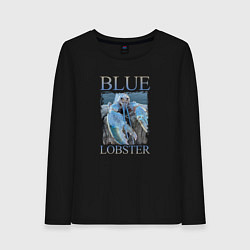 Лонгслив хлопковый женский Blue lobster meme, цвет: черный