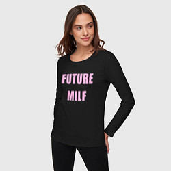Лонгслив хлопковый женский Future milf, цвет: черный — фото 2