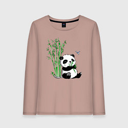 Женский лонгслив Панда бамбук и стрекоза