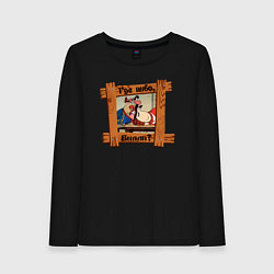 Лонгслив хлопковый женский Остртов сокровищь, Где пиво, Билли?, цвет: черный