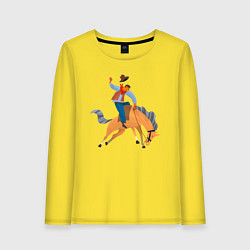 Лонгслив хлопковый женский Наездник на лошадкe, цвет: желтый