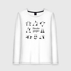 Лонгслив хлопковый женский Панда - йога, цвет: белый