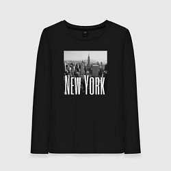 Лонгслив хлопковый женский New York city in picture, цвет: черный
