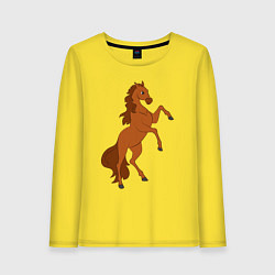 Лонгслив хлопковый женский Лошадка на задних ногах, цвет: желтый
