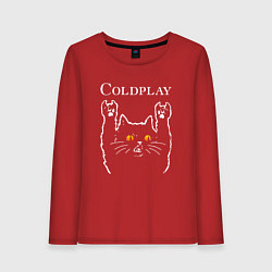 Лонгслив хлопковый женский Coldplay rock cat, цвет: красный