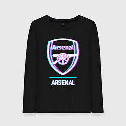 Лонгслив хлопковый женский Arsenal FC в стиле glitch, цвет: черный
