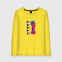 Лонгслив хлопковый женский Хагги Вагги обнимаются Poppy Playtime, цвет: желтый
