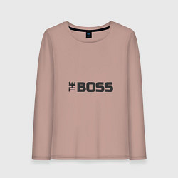 Лонгслив хлопковый женский THE BOSS, цвет: пыльно-розовый