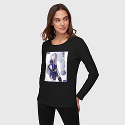Лонгслив хлопковый женский Генриетта и Владилена - 86, цвет: черный — фото 2