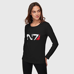 Лонгслив хлопковый женский Mass Effect N7 - Logotype, цвет: черный — фото 2