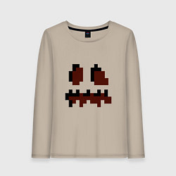 Лонгслив хлопковый женский Лицо тыквы - Хеллоуин - Майнкрафт, цвет: миндальный